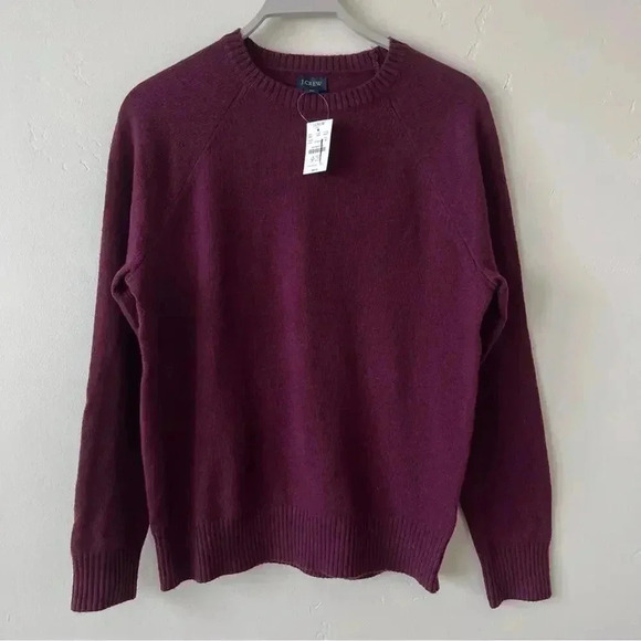 J Crew Factory Crewneck sweater supersoft lambswool blend Heather Cabernet M NWT - Picture 4 of 6